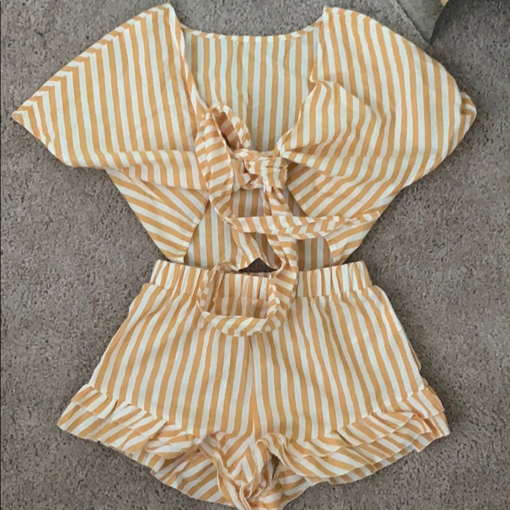 Striped matching shorts and top set